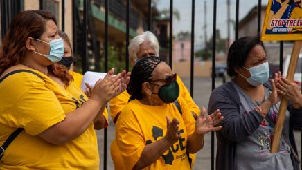 Supporters in atrendance listening on