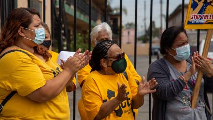 Supporters in atrendance listening on