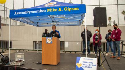 Guest speaker at podium
