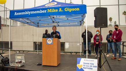 Guest speaker at podium