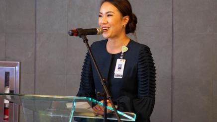 Guest speaker at podium, speaking