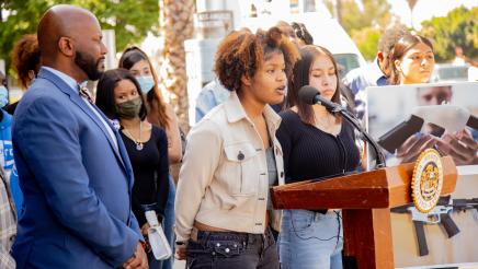 Guest speaker at podium, speaking
