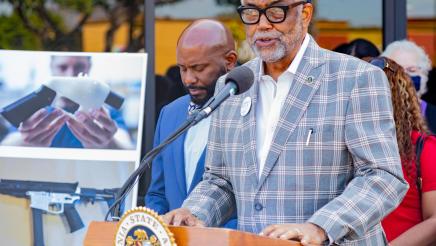 Guest speaker at podium, speaking