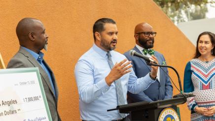 Guest speaker at podium, speaking