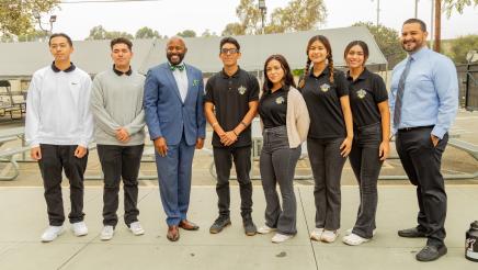 Group photo of Asm. Gipson with Burton Tech Academy students