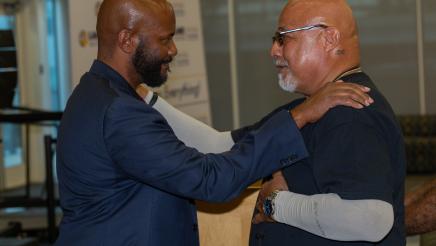 Asm. Gipson makes heartfelt greeting with constituent
