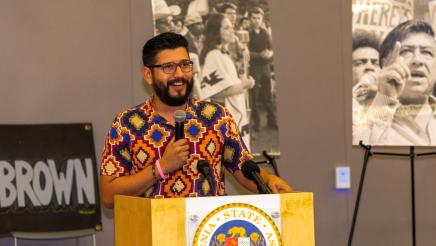 Guest speaker at podium, speaking