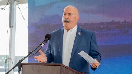 Guest speaker at podium, speaking