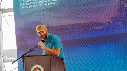 Guest speaker at podium, speaking