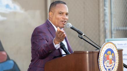Guest speaker at podium, speaking