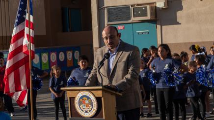 Guest speaker at podium, speaking