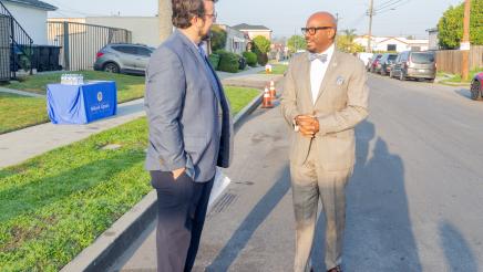 Asm. Gipson speaking with guest speaker