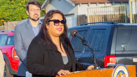 Guest speaker at podium, speaking