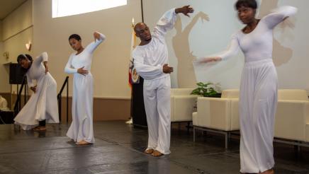 Performance artists on stage