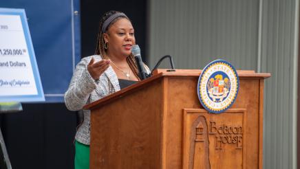 Guest speaker at podium, speaking