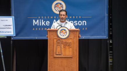Guest speaker at podium, speaking
