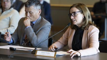 Elaine Forbes (SF Ports), seated with Danny Wan at left, speaking