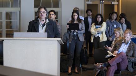 Members of the public in line to address committee