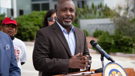 Guest speaker at podium, speaking