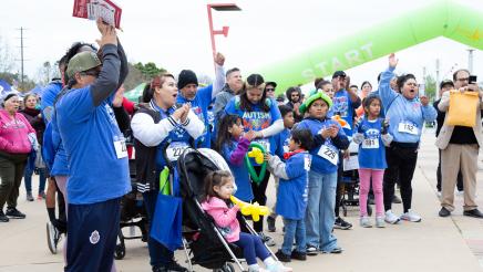 Happy participants cheering