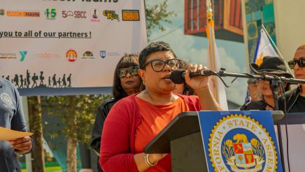 Guest speaker at podium, speaking