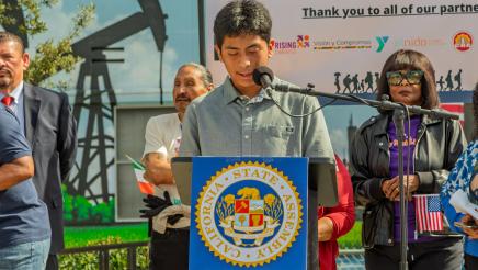 Guest speaker at podium, speaking