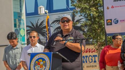 Guest speaker at podium, speaking