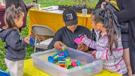 Kids playing with toys in sandbox