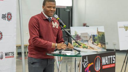 Speaker at podium