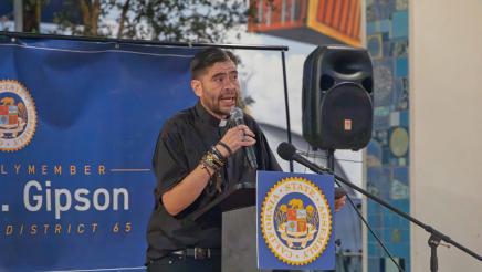 Guest speaker at podium, speaking