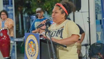 Guest speaker at podium, speaking