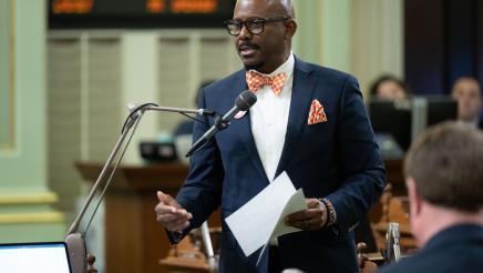 Asm. Gipson on Assembly floor, presenting AJR 5